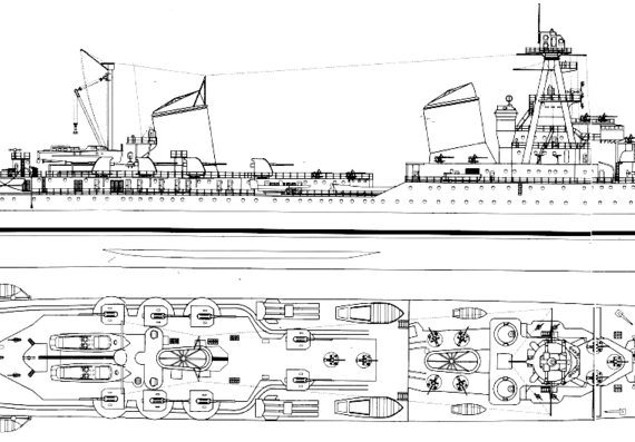 Крейсер СССР Project 26 Kirov 1941 [Heavy Cruiser] - чертежи, габариты, рисунки